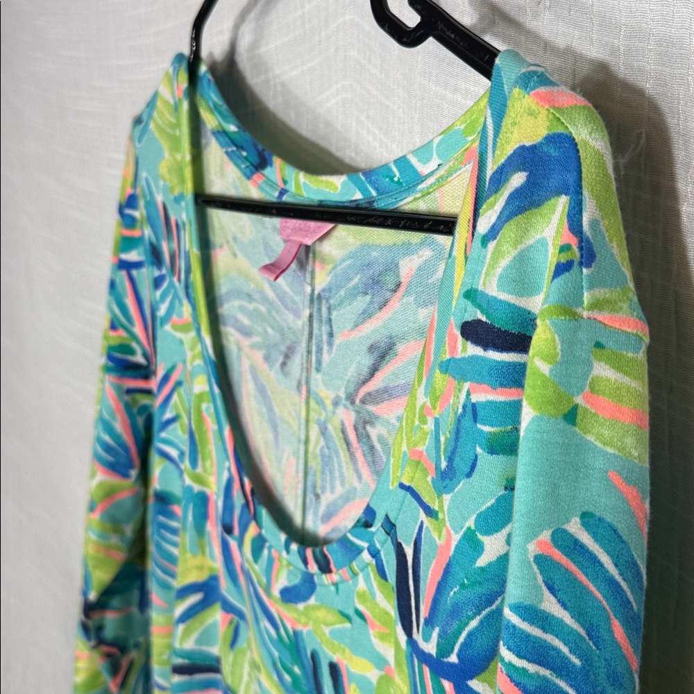 Lilly Pulitzer Aqua, Yellow & Blue Tropical Print Shift Dress - Picture 11 of 11